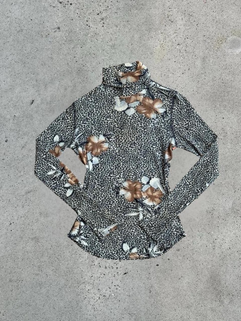 Vintage Micro Mesh leopard print top